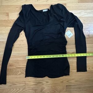 NWT Free People Intimately black, ruched square neckline top